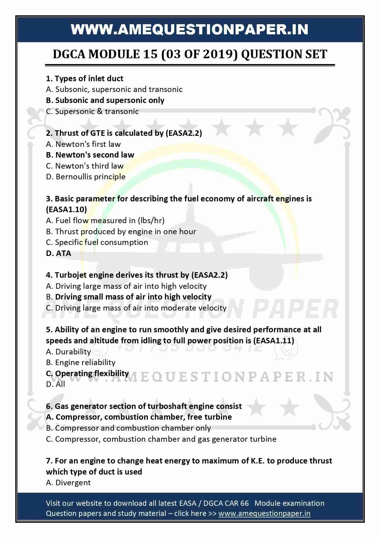 DGCA AME MODULE 15 B1 GAS TURBINE ENGINE PREVIOUS QUESTION PAPER