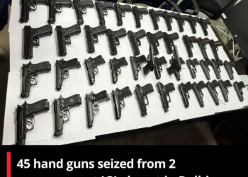 45 hand guns seized from 2 passengers at IGI airport in Delhi