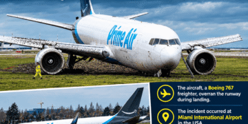Amazon cargo aircraft crashed after overrunning the runway while landing at Miami International Airport