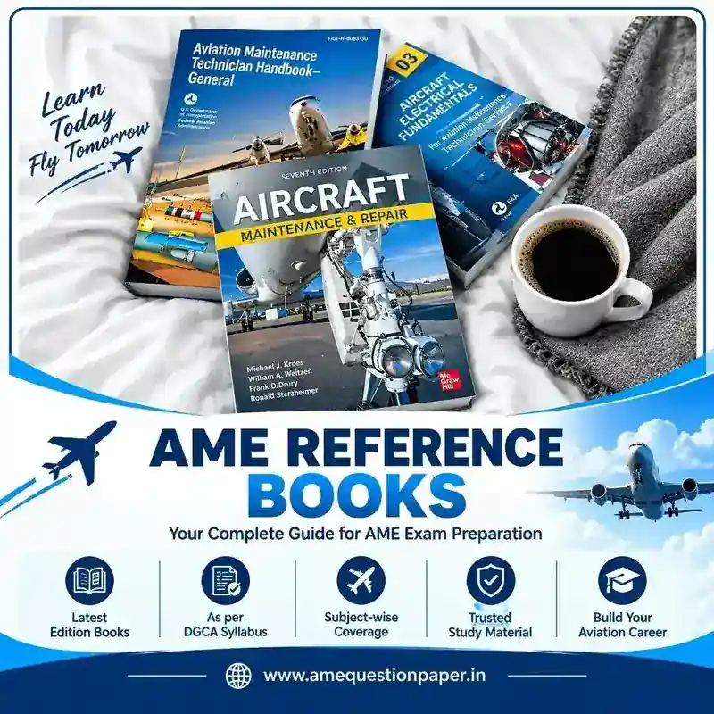 Aircraft maintenance reference books including aviation maintenance technician handbooks and aircraft electrical fundamentals.