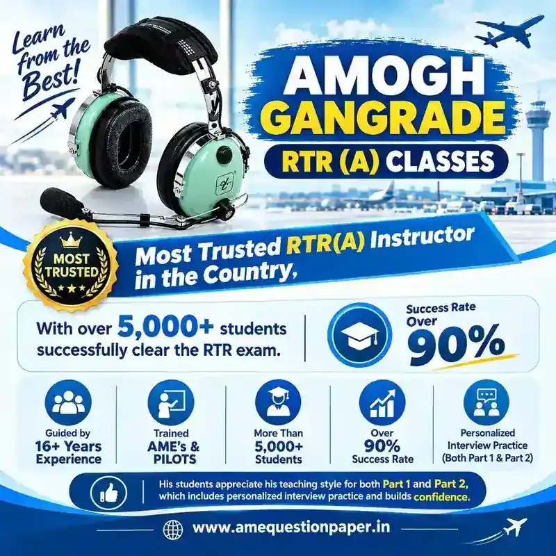 RTR(A) aviation radio telephony class banner with aviation headset, airport background and course information.